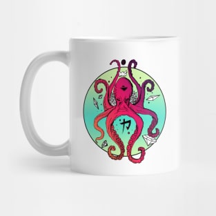 Blue Red Blend Brown Octopus Mug